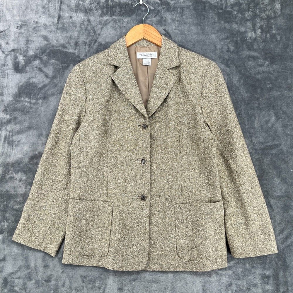 Women's Vintage Brooks Brothers Blazer Beige Wool Silk Sport Coat Jacket Size 8
